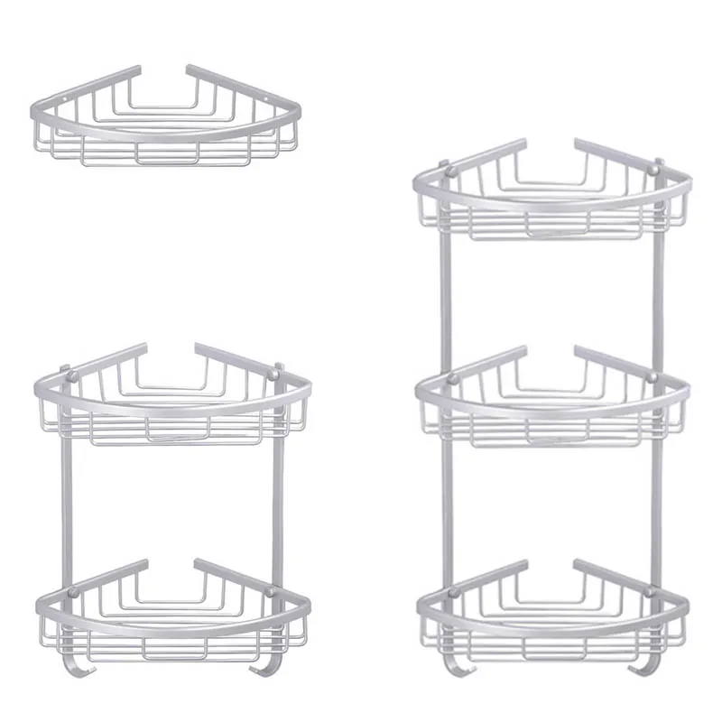 

Bathroom Kitchen Triangular Aluminum Wall Mount Shower Shelf Storage Rack Basket 8 XH8Z