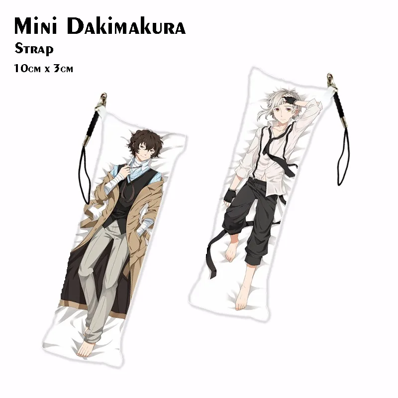 

Bungou Stray Dogs Dazai Osamu & Atsushi Nakajima Mini Dakimakura Anime Izumi Kyouka Keychain Phone Strap Bag Hanging 3*10cm