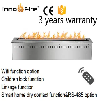 

36 inch Long silver or black remote control intelligent bio chimenea del etanol columna