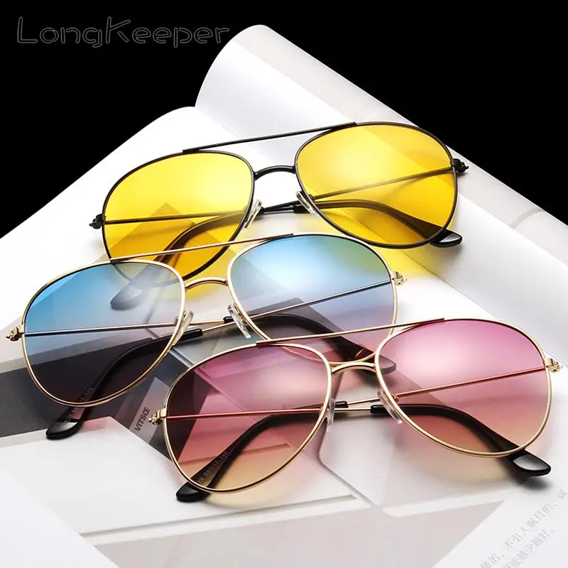 

LongKeeper Double Beams Pilot Sunglasses Women Men Metal Sun Glasses Hot Fashion Driving Goggles UV400 Eyeglasses Gafas