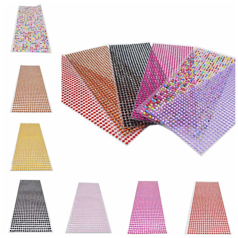 

900pcs/set 4mm DIY Self Adhesive Decal Phone PC Art Bling Crystal Acrylic Rhinestone Scrapbooking Stickers Wall Car Sticker