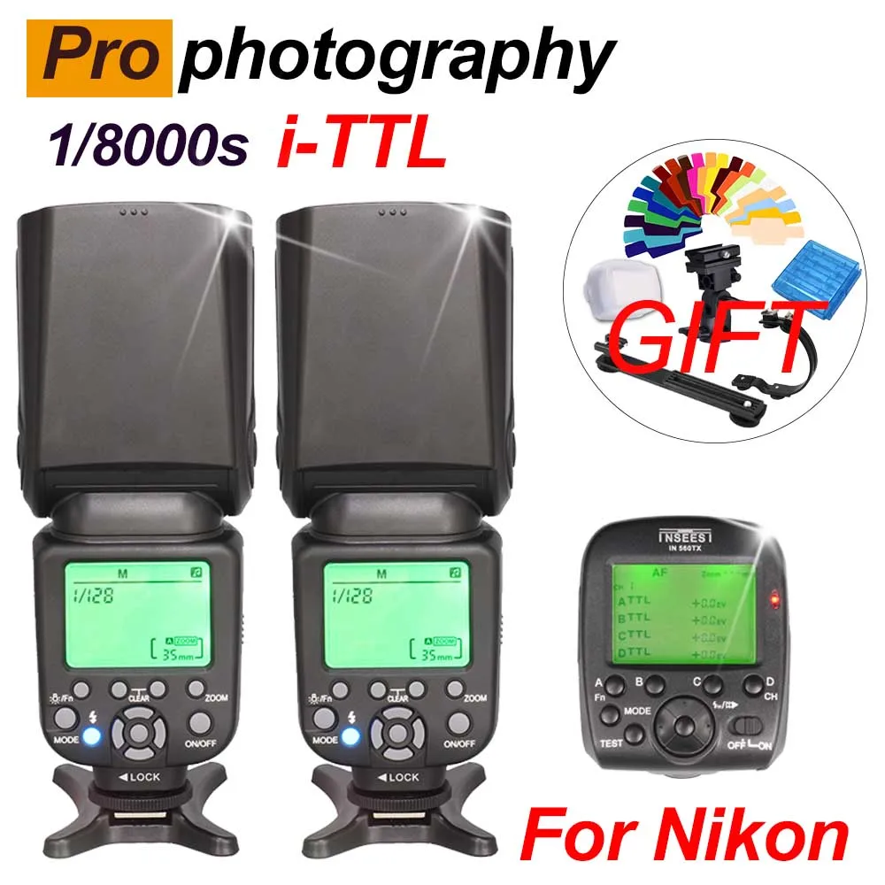 

INSEESI IN560 V i-ttl M S1 S2 Auto Zoom Speedlight  Speedlite x2+1x IN560 TX N Wireless flash Trigger For Nikon D800 D7200 D7100