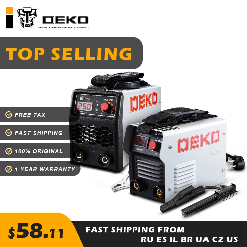 DEKO DKA Series DC Inverter ARC Welder 220V IGBT MMA Welding Machine 120/160/200/250 Amp Advanced IGBT Performance
DEKO DKA Series DC Inverter ARC Welder 220V IGBT MMA Welding Machine 120/160/200/250 Amp Advanced IGBT Performance