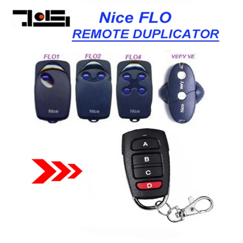 

1pcs FOR NICE FLO1, FLO2, FLO4 comaptible Garage Door Remote Control Duplicator 433.92mhz fixed code