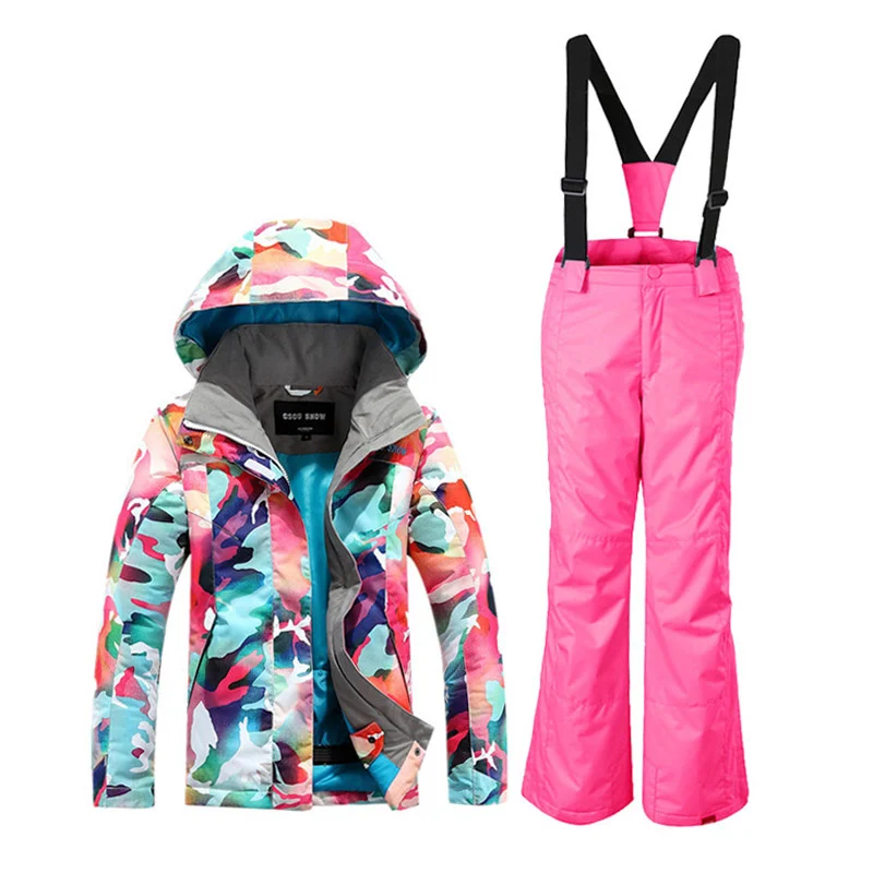 

GSOU SNOW Children's Ski Suit Color Camouflage Girl Ski Suit Windproof Warm Waterproof Breathable Ski Jacket Ski Trousers