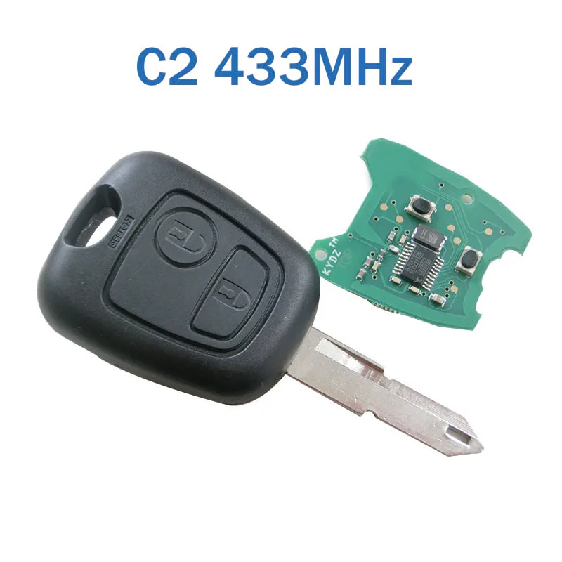 Дистанционный ключ брелок от машины с 2 кнопками подходит для Peugeot 206 207 Citroen C2 ASK 433