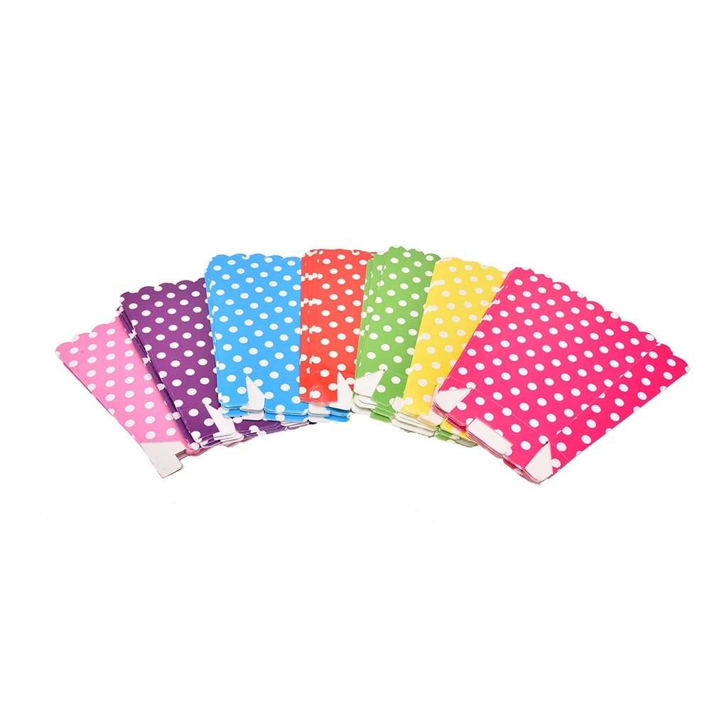 

Colorful Dot pattern Paper Popcorn gift candy movie Boxes Loot bags kids Birthday Party Spot Supplies Treat favors 6pcs