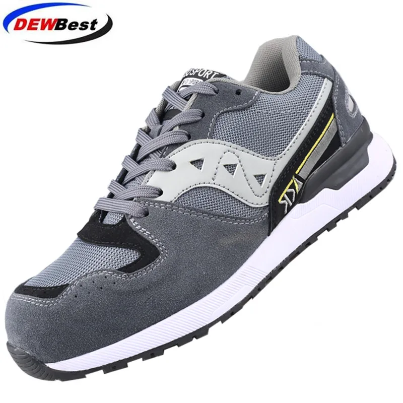 

DEWBEST Men's Safety Shoes Steel Toe Construction Protective Footwear Lightweight 3D Shockproof Work Sneaker Shoes For Men