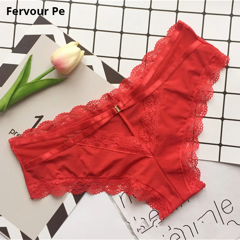 

Fervour pe Women Briefs Sexy lace Low Waist underwear Seamless Sexy bow Panties transparent Ladies' Lingerie A19024