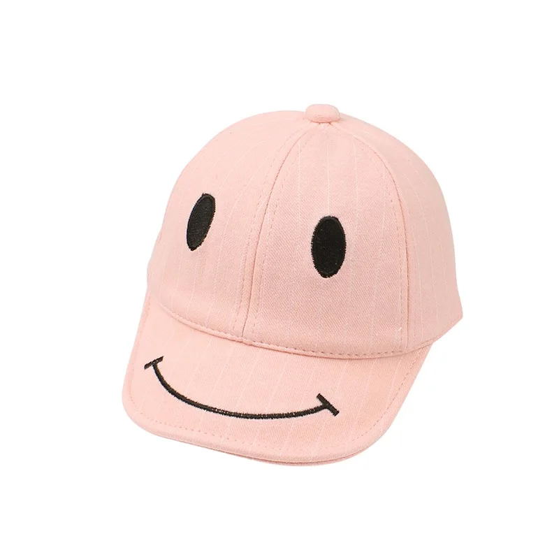 Striped Cotton Baby Cap Smile Casual Kids Sun Cap Embroidery Pink Gray Hat For Baby Boys Spring Summer Cute Baby Girls Clothing (31)