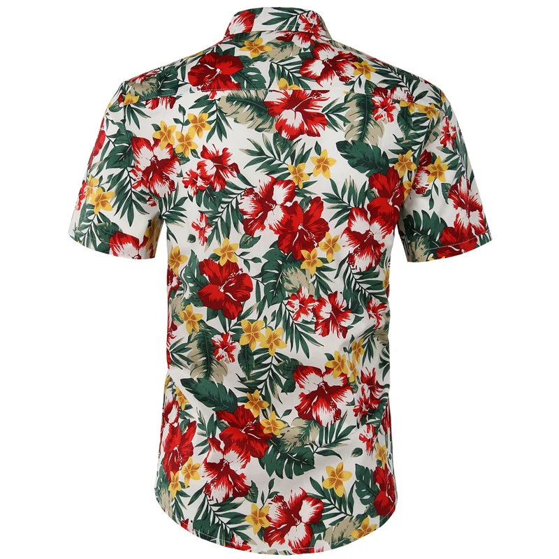 Для мужчин s Hipster Цветочная гавайская рубашка Лето 2019 г. Новый Regular Fit короткий рукав хлопковая рубашка вечерние отпуск пляжные рубашки
