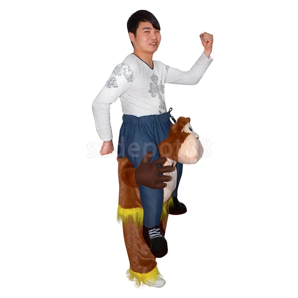 Gorilla Monkey Back Shoulder Carry on Fancy Dress Halloween Christmas Birthday Party Outfit Ride On Suit