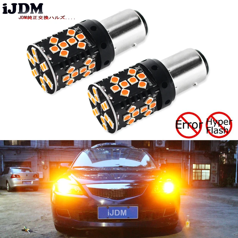 

iJDM Canbus 1157 LED No Hyper Flash 21W Amber yellow P21/5W BAY15d LED Bulbs For Turn Signal Lights, Daytime Running Lights