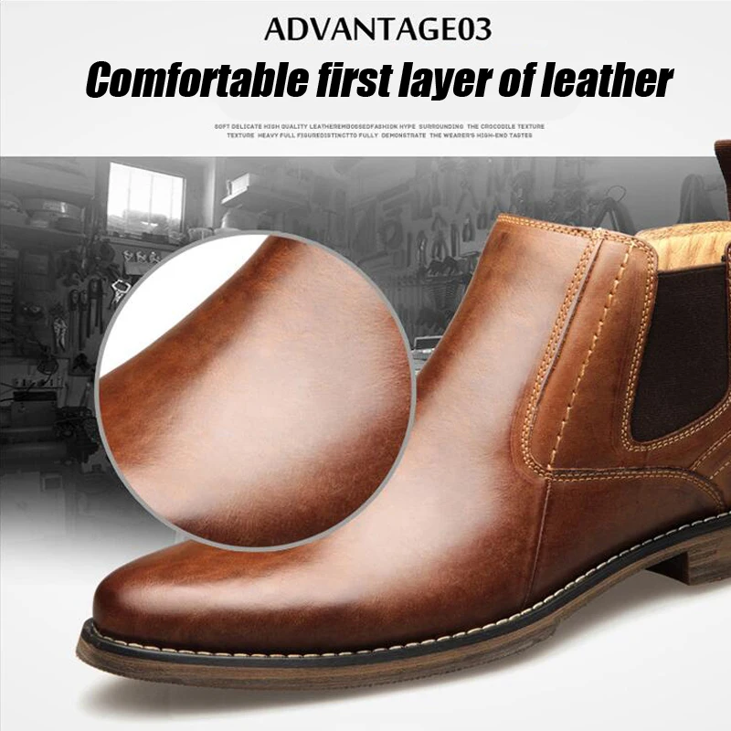 ZFTL New Men Chelsea Boots Handmade shoes Cow Leather Big size Men Ankle Boots Slip-on man Casual boots male boots