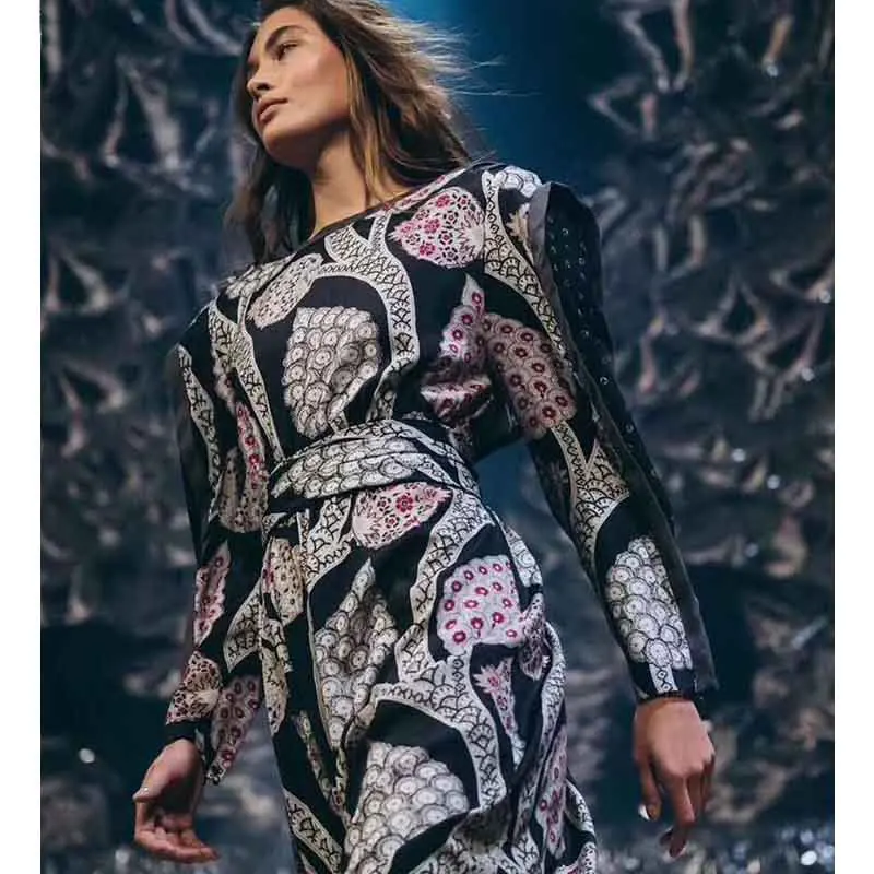 Cosmicchic Лето Высокая талия печати Асимметричная юбка элегантная миди тонкий взлетно посадочной полосы дизайнерская юбка 2019