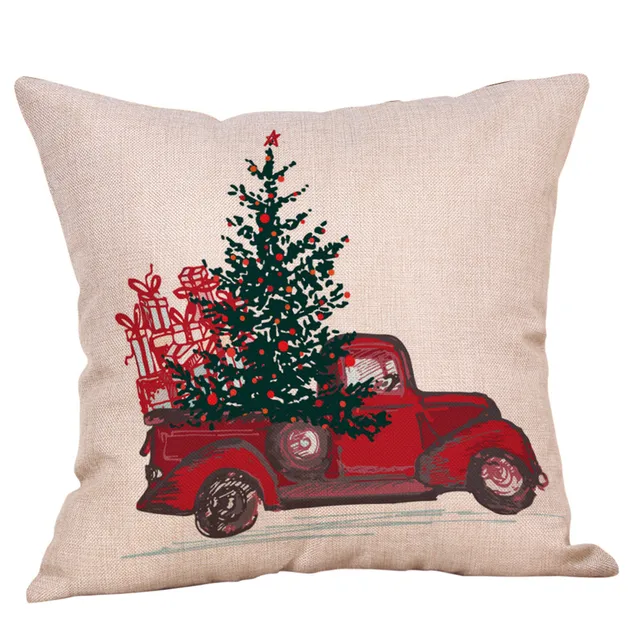 Merry Christmas Throw Pillow Case Vehicle Decorative Pillows Cover Merry Christmas Throw Pillow Case Vehicle Decorative Pillows Cover For Sofa Seat Cushion 45x45cm Home