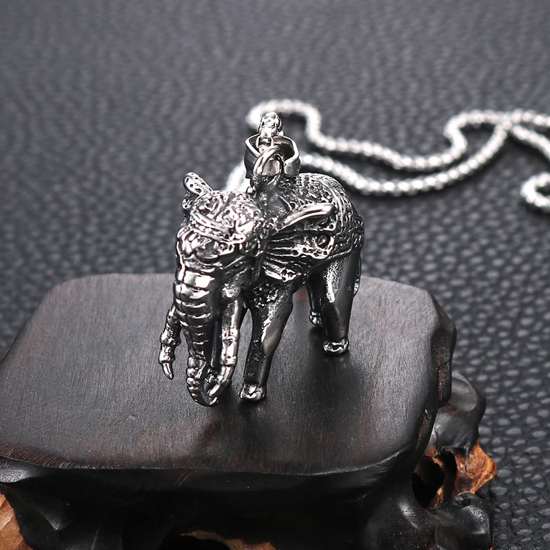 Цзин Цзян ожерелья подвеска-маятник хороший jovi чакра из нержавеющей стали ювелирные изделия слон ожерелье цепь ожерелье - Окраска металла: Steel color