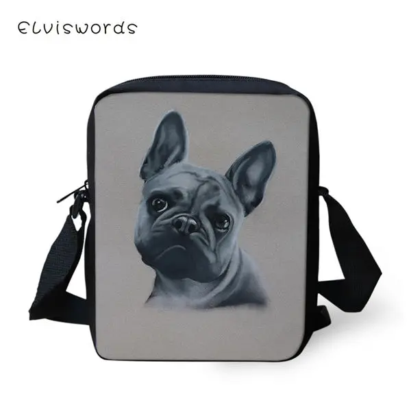 ELVISWORDS Flaps Messenger Bags Small Cute Women Bags Cartoon Bulldogs Print Pattern Girls Crossbody Bag Fashion Shoulder Purses - Цвет: CDWX2344E