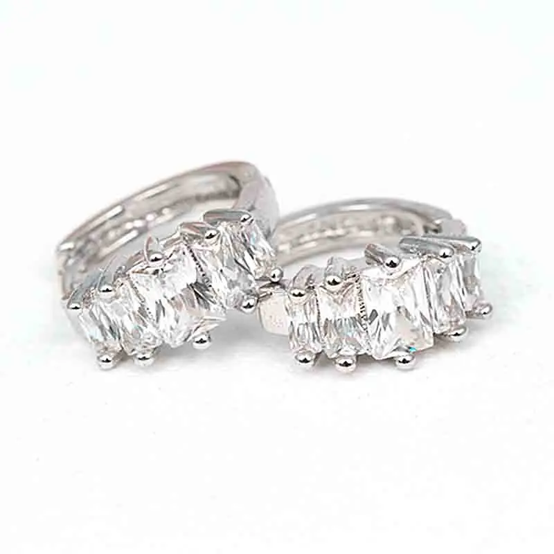 

925 sterling silver Fashion new rectangular geometric element zircon woman earrings boucle d'oreille femme 2018 Wedding jewelry