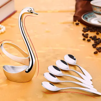 

ZORASUN Nice Tableware Creative Swan Spoon Holder Table Decro Decoration for Coffee Spoon Fruit Forks Ladle Small Kitchen Scoops