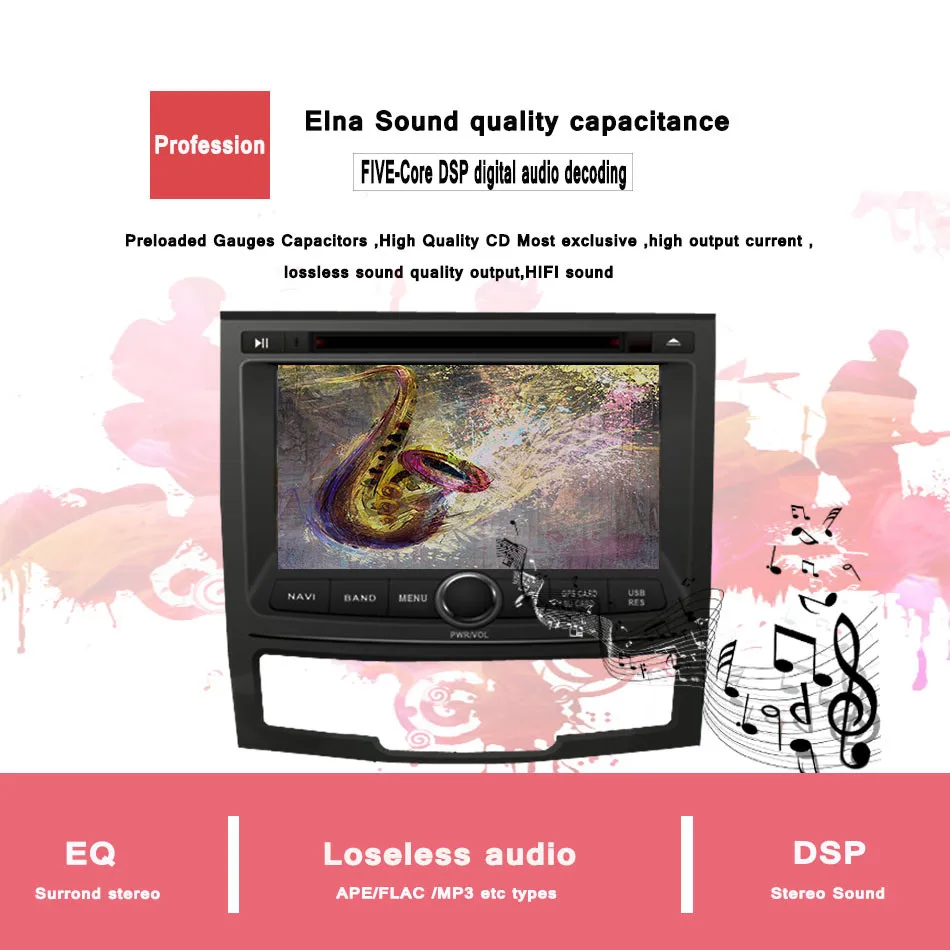 Excellent 7" Android 9.0 Car DVD Player for Ssangyong New Actyon/Korando 2010-2013 with Octa Core 4GB Ram Autoradio Multimedia GPS Navi 3