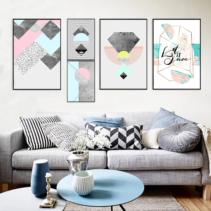Modern Minimalist Geometric Shape Art Posters And Prints Canvas Painting Wall Picture Nordic Kids Room Print No Frame | Дом и сад