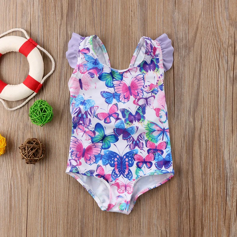 Новинка; купальный костюм с бабочками для маленьких девочек; детское бикини; купальный костюм; пляжная одежда