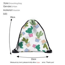 Высококачественная полиэфирная пляжная сумка с кулиской, Спортивная, с принтом кактуса, рюкзак для путешествий, сумка на шнурке