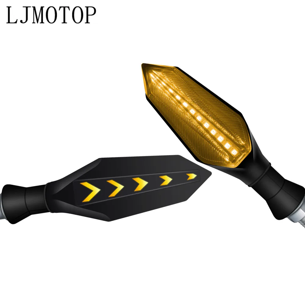

Amber Motorcycle Signal lights Turn Signal Flasher Led Tail Stop Warning lamp Flowing Water Blinker Indicator Moto Accessories