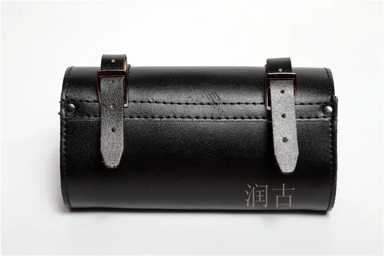 Cheap E0990 100% head layer cowhide Fixed gear bike Saddle bag Bicycle Hang back bag Handmade tool bag hot sale 23