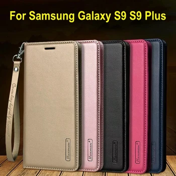 

S9 Plus Case Luxury Hanman Business Wallet Genuine Leather Case For Samsung Galaxy S9 S9+ S9 Plus Real Leather Flip Cover + Rope