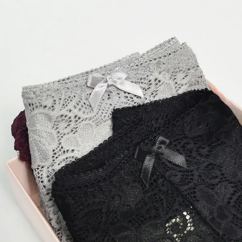 3PC Random Lace Panties Women Fashion Cozy Lingerie Tempting Pretty Briefs High Quality Cotton Low Waist Cute Women Underwear