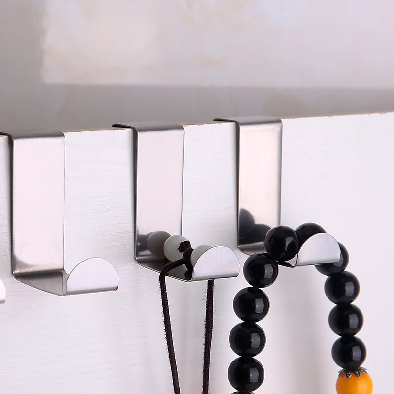 MICCK 2Pcs/Set Multipurpose Stainless Steel Hooks Kitchen Cabinet Clothes Home Storage Hanger Bathroom Towel door Hooks to hang