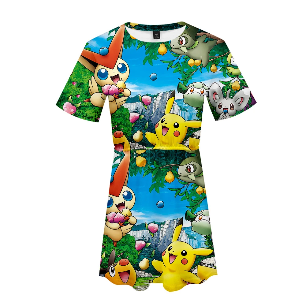 Pokemon Dress sexy suit Hot 2 Short Sleeve dress Pokemon dress High Quality Pokemon Casual for women streetwear plus size