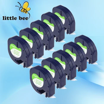 

10pcs/lot LT label tape 91200 compatible 12mm*4m DYMO LetraTag Tape Label black on white DYMO label printer