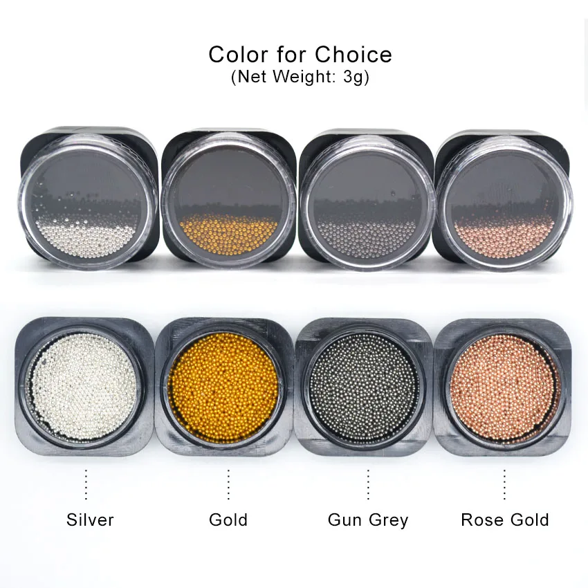 0.8 مللي متر 3D المعادن الكافيار الخرز لمسمار خرز دقيق الحجم الفولاذ المقاوم للصدأ رسومات أظافر الذهب الفضة مسمار الخرز زينة ترصيع 4SMJZ2079