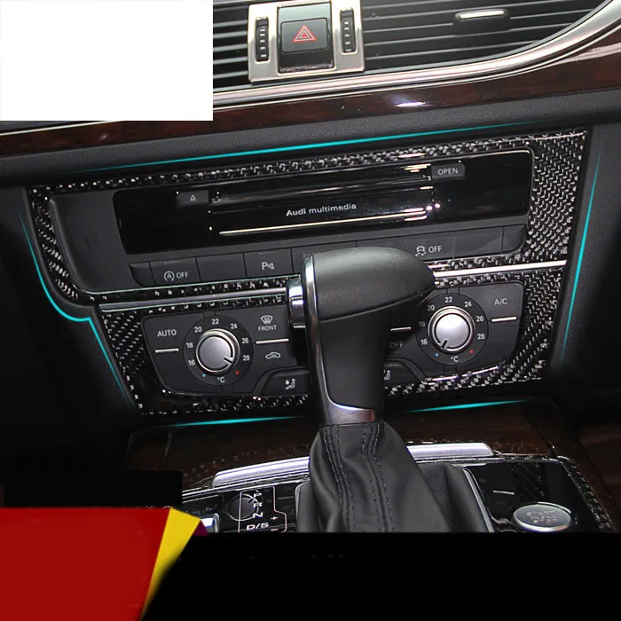 

Car console control CD frame cover trim interior air conditioning knobs decorative frame sticker for Audi A6 C7 A7 Refit