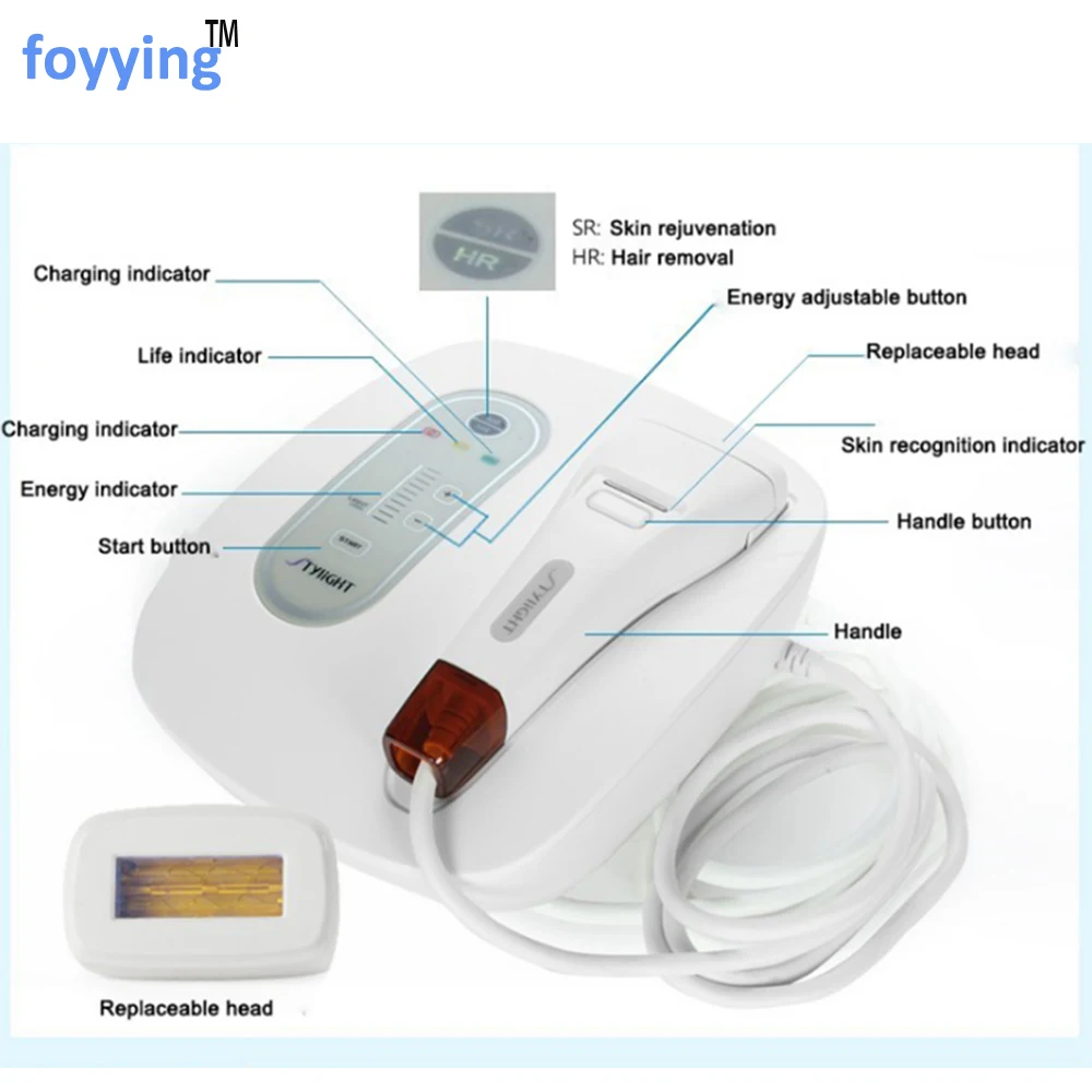 Foyying Professional 2 en 1 IPL депиляция Перманентная и омоложение кожи для лица Бикини axila
