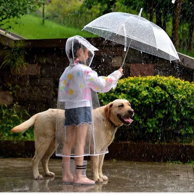 

75-160cm transparent long raincoat women kids children rain coat phoco waterproof travel trench Chubasqueros Mujer Fashion show