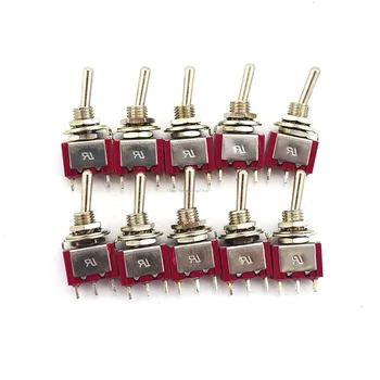

10Pcs Red 3 Pin 3 Position (ON)-OFF-(ON) SPDT Mini Momentary Toggle Switch Automatic Return Middle