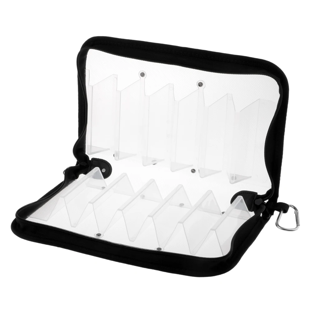 2pcs 12 Compartments Squid Jig Lure Zipped Bag Wallet Case Pouch Both Side Storage Tackle Bag Clear