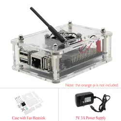 Оранжевый Pi PC/PC2/PC плюс акриловый чехол, чехол + 5 V 3A Питание/адаптер + вентилятор охлаждения + комплект радиатора оранжевый Pi Starter Kit