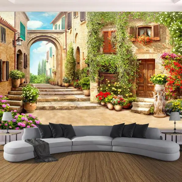 

3D Wallpaper European Town Street Background Wall Mural Living Room Bedroom Home Decor Wall Paper For Walls 3 D Papel De Parede