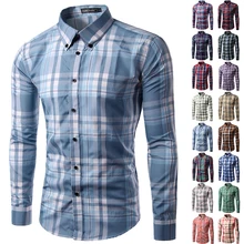 Новинка 2017 Брендовые мужские рубашки с длинным рукавом Camisa soical masculina мужская клетчатая рубашка Повседневное CHEMISE Homme большие размеры M-3XL