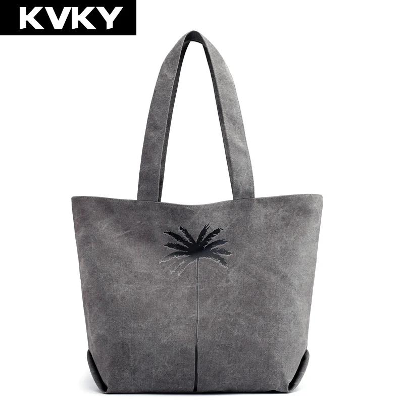 KVKY женские холщовые сумки повседневные пляжные на плечо для женщин через большая