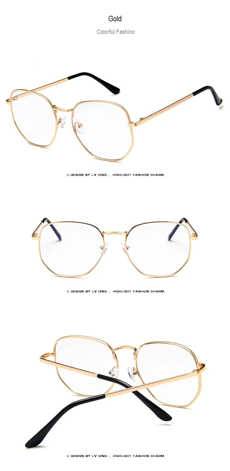 Шестиугольник серебро очки прозрачные, оправа для мужчин 2019 Ретро близорукость оптический поддельные глаз очки рамки женщин