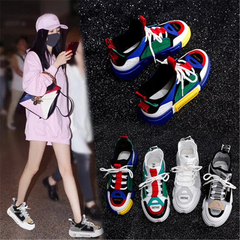 

2019 spring and autumn new casual shoes female Korean version of Harajuku wild breathable mesh old shoes