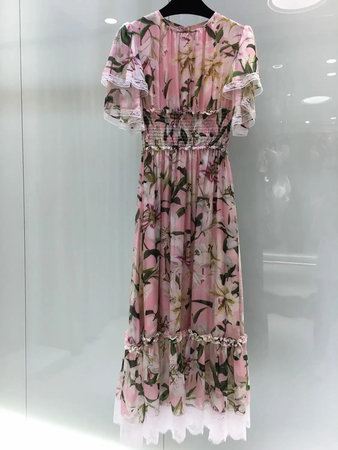 2019 летнее новое женское шелковое платье из мягкой и удобной ткани с принтом 0611