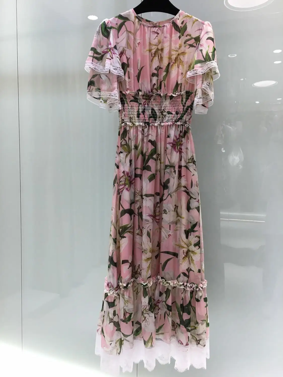 

2019 summer new women silk material fabric texture soft and comfortable print dress 0611