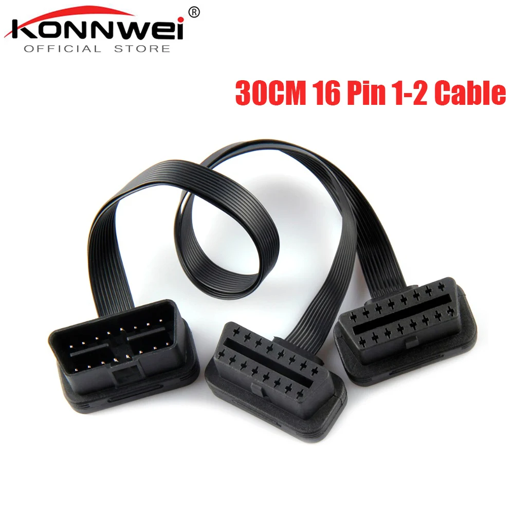 New Arrival ODB OBD2 Cable 30CM 16 Pin 1 Male To 16 Pin 2 Female OBD II ...